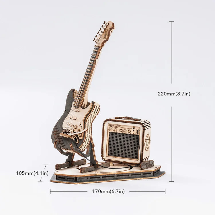 Robotime ROKR エレキギターモデル 3D 木製パズル TG605K