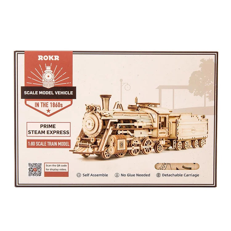 Robotime ROKR Prime Steam Express Train 3D 나무 퍼즐 MC501