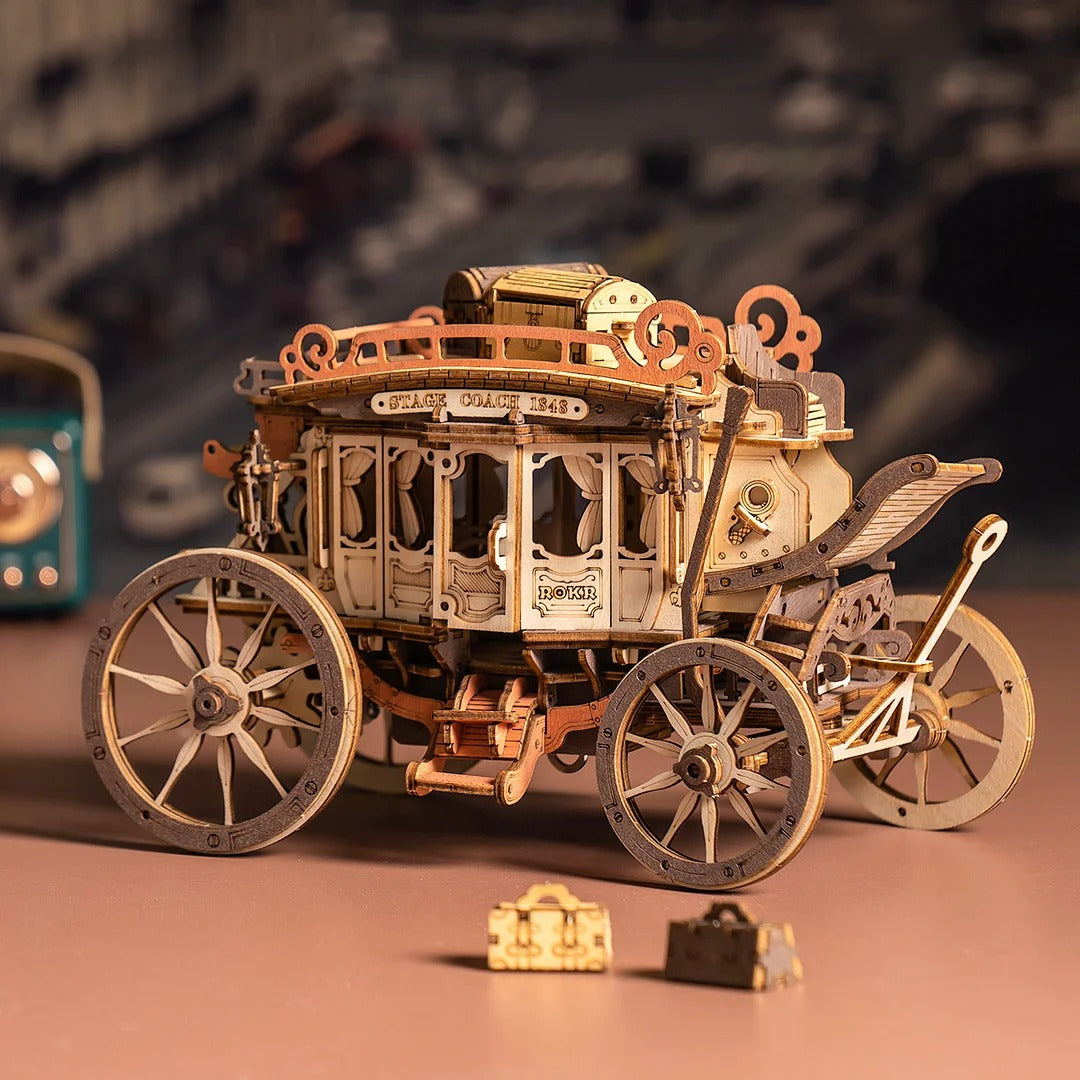 Robotime ROKR ステージコーチ メカニカルオルゴール 3D 木製パズル AMKA1