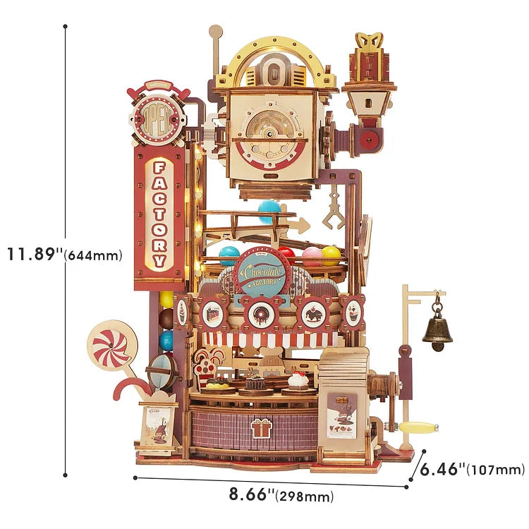 Robotime ROKR チョコレートファクトリー マーブルラン 3D 木製パズル LGA02