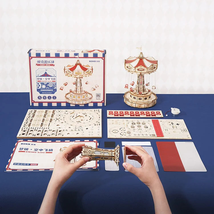 Robotime ROKR スイングライド DIY オルゴール 3D 木製パズル EA02
