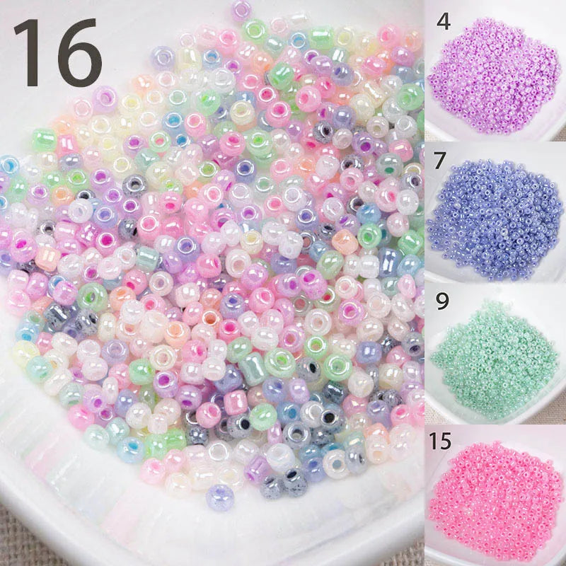 15色 2mm 3mm 4mm クリームガラスチェコシードスペーサービーズ