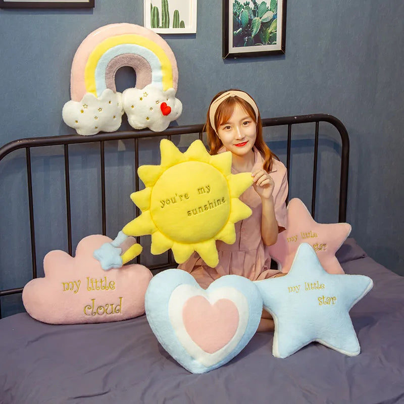 Rainbow Cloud Sun Star Pillow