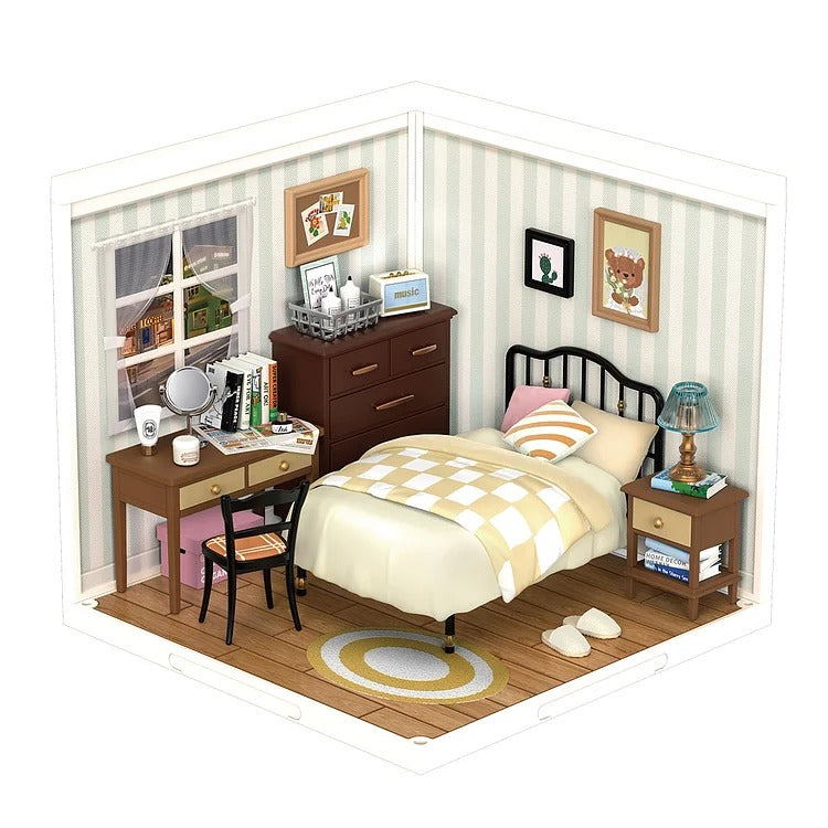 Robotime Rolife Sweet Dream 침실 DIY 플라스틱 미니어처 하우스 DW009