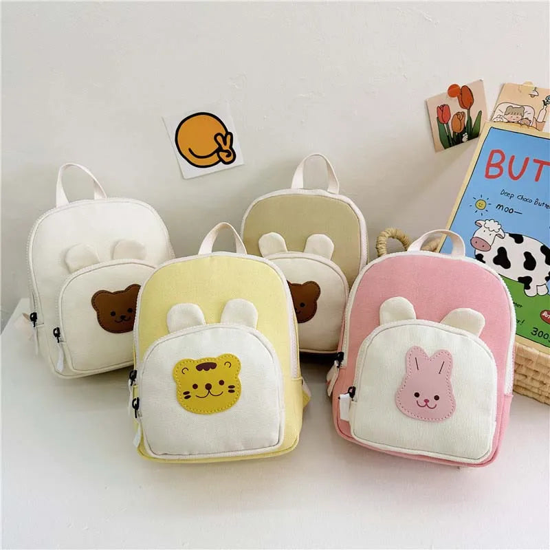 Little Bear Korean Canvas Kids Backpack