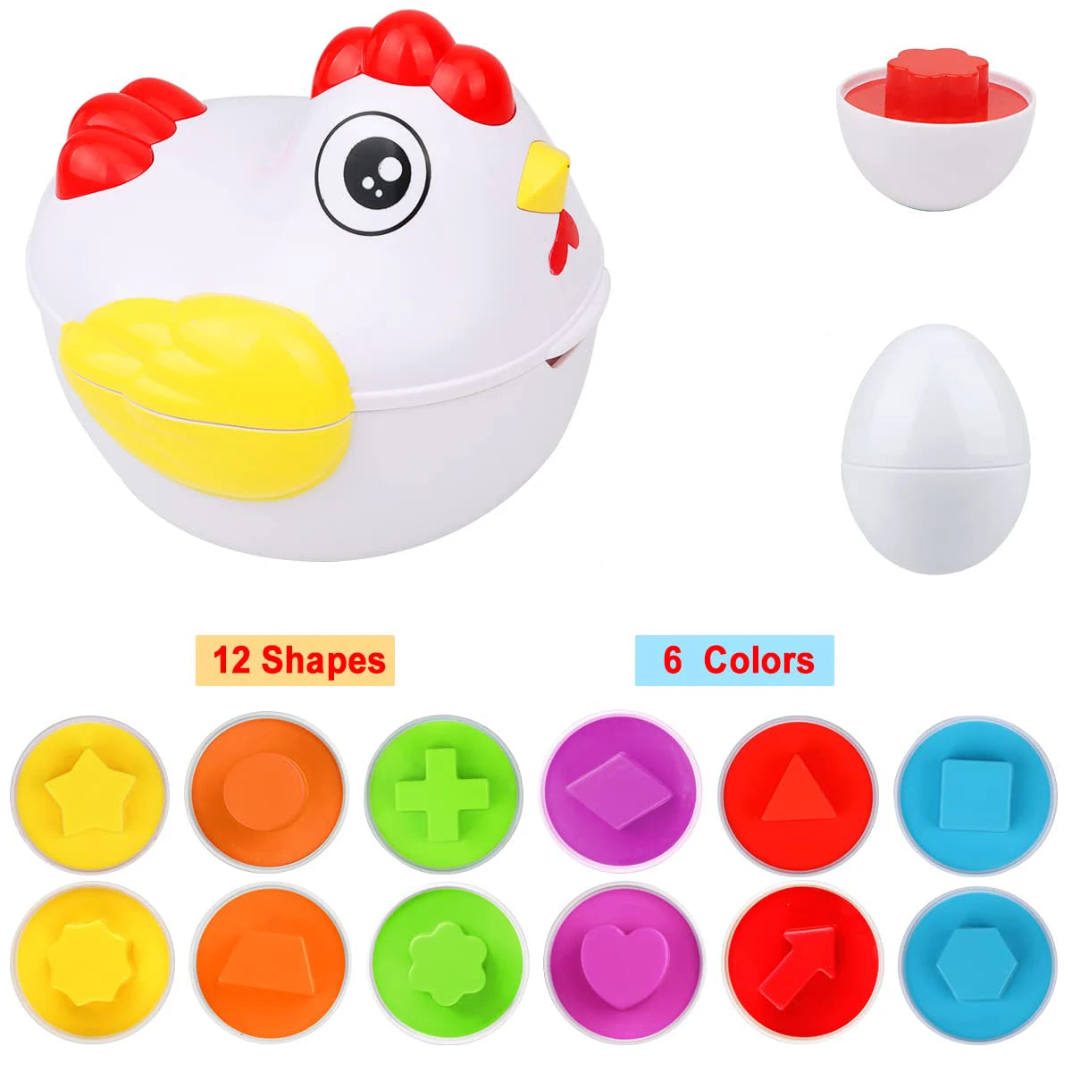 12 Matching Eggs Montessori Sensory Baby Toys