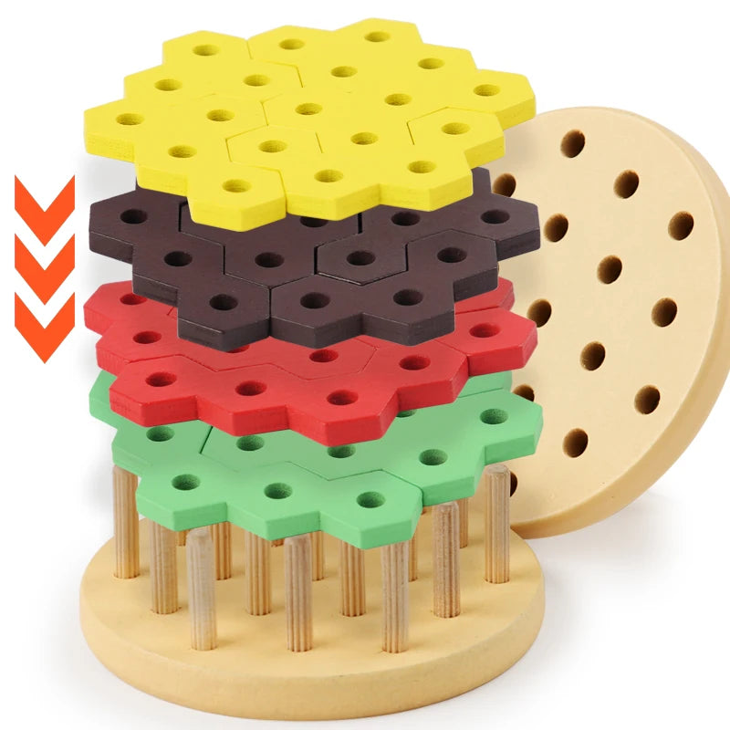 Hamburger Building Blocks Wooden Geometric Sorting and Stacking