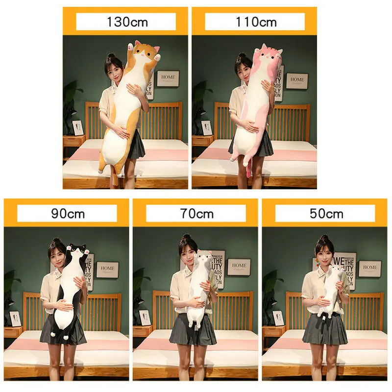 50-150cm 긴 고양이 플러시 장난감 베개 홈 장식