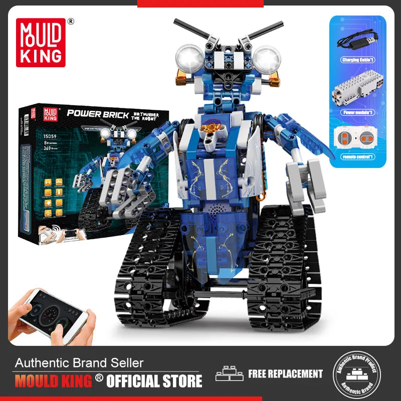 MOULD KING 15059 15078 ロボット玩具 APP&RC 電動ロボット LED パーツ付き