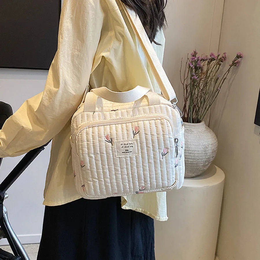 귀여운 곰 꽃 자수 면 기저귀 핸드백