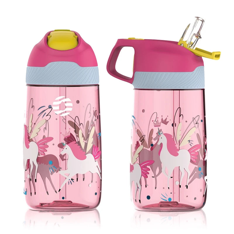 BPA FREE 트라이탄 원터치 플립캡 물병(밀짚 포함) 450ml