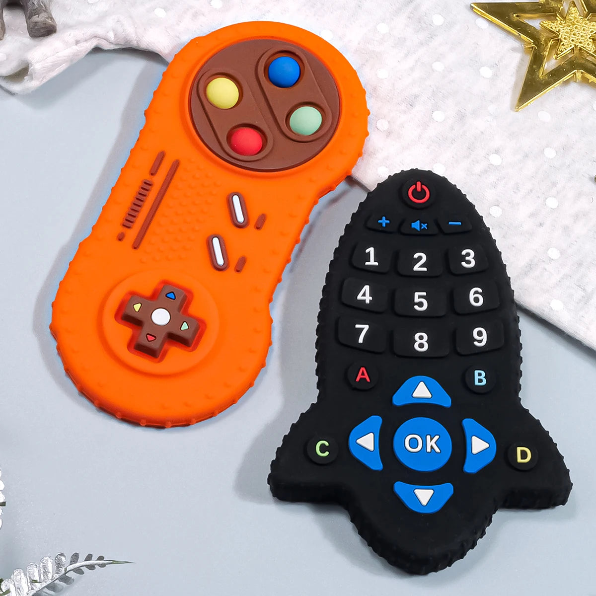 BPA 무료 아기 실리콘 Teether 장난감 원격 제어