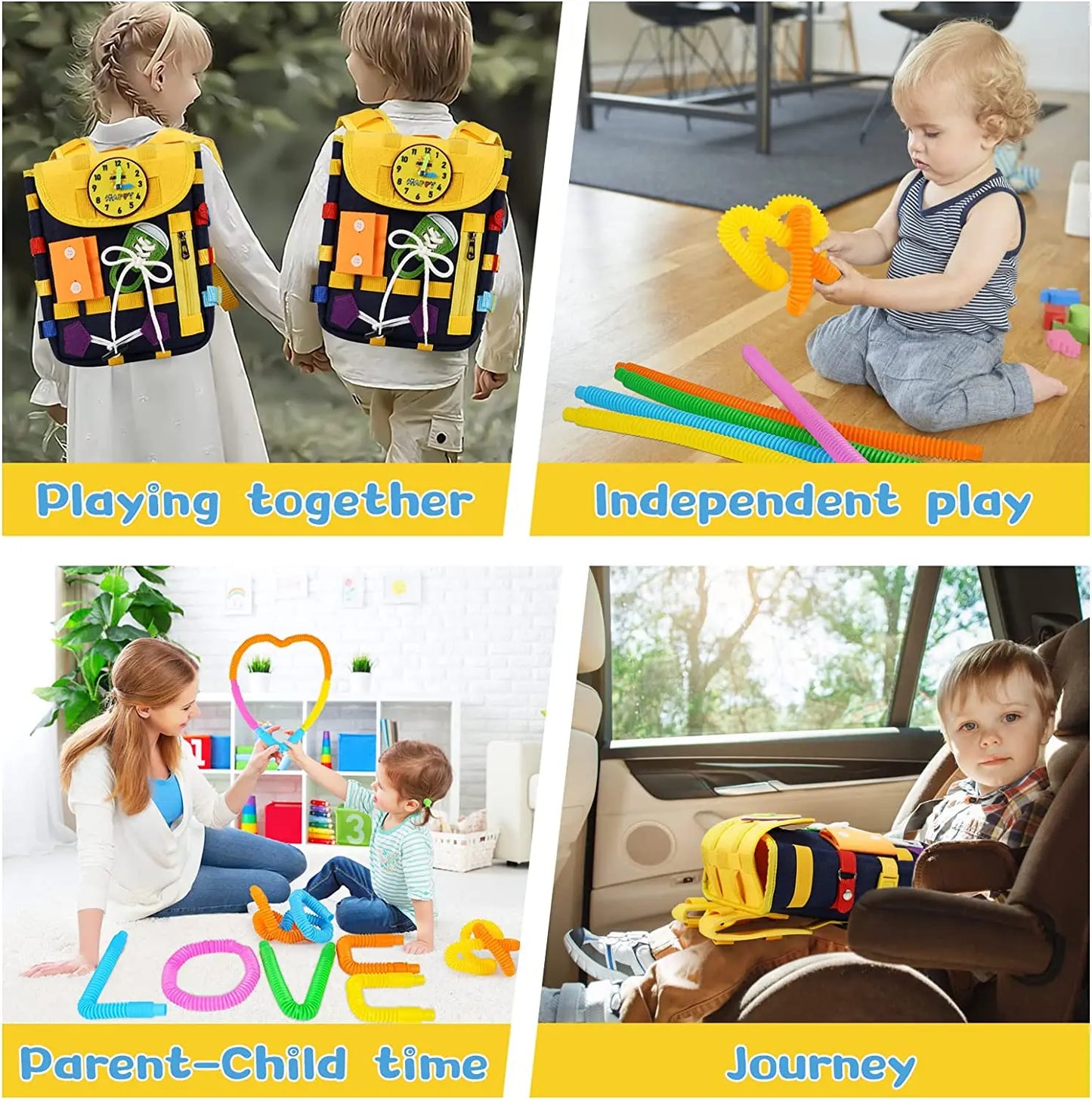 Kid Montessori Busy Board Bag with Buckles