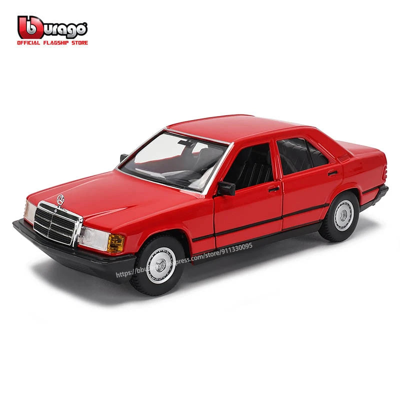 Bbugo 1:24 1987 메르세데스 벤츠 190E 합금 경주용 자동차 합금 럭셔리 차량 다이캐스트