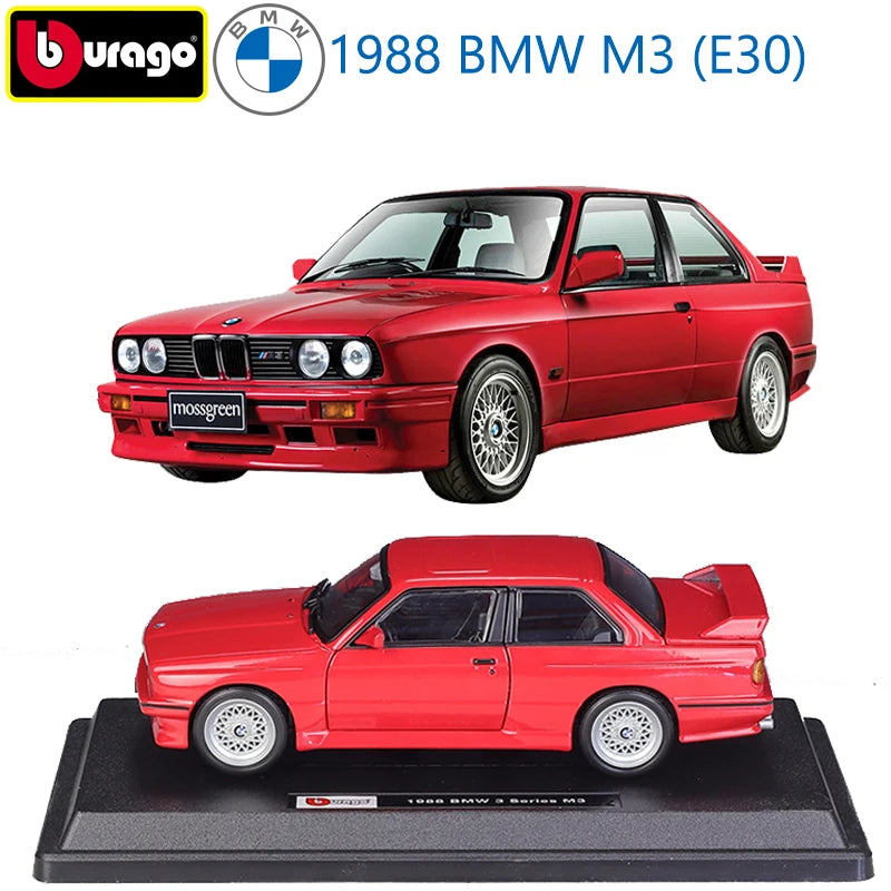 부라고 1998 BMW M3 (E30) 스포츠카 모델 1:24 스케일 합금
