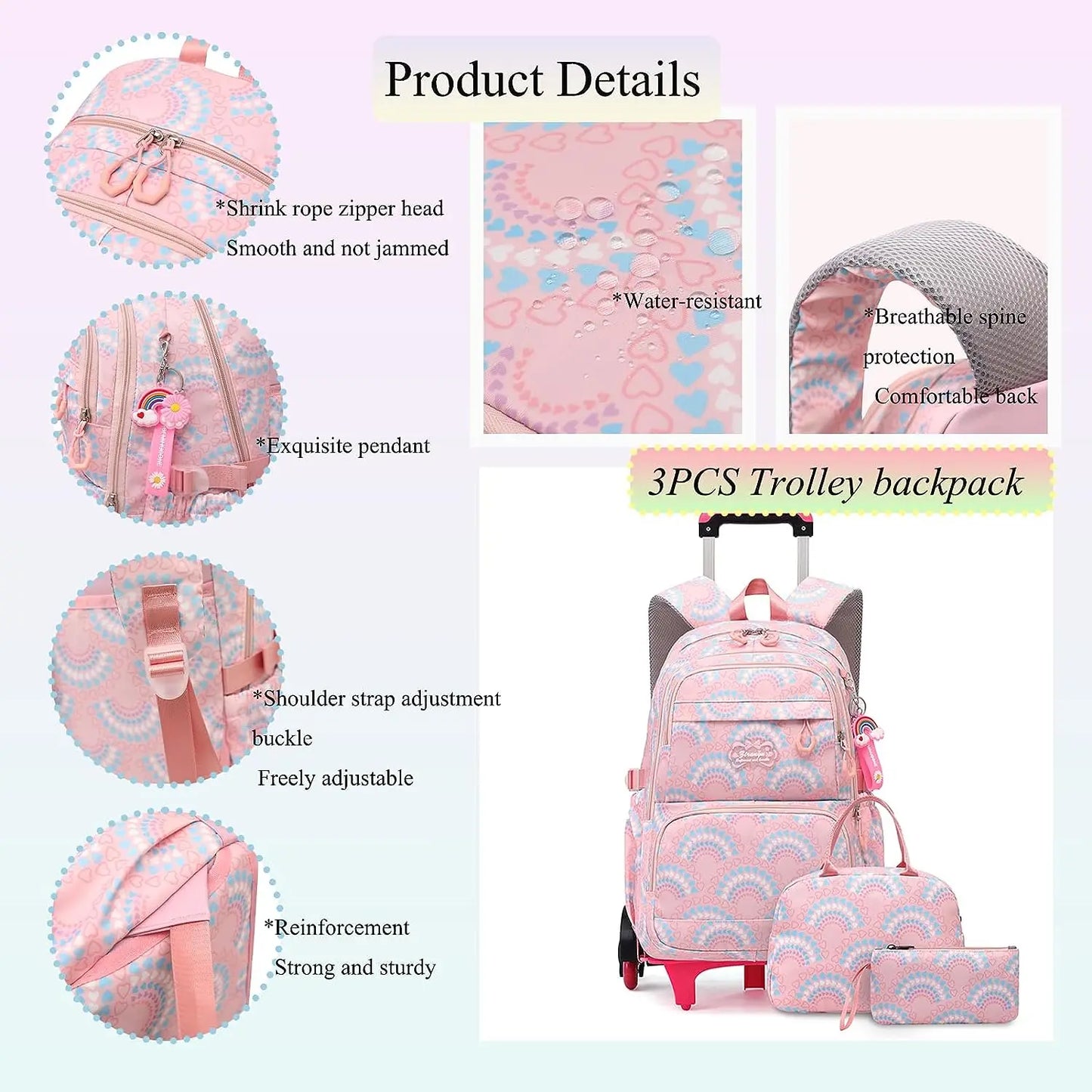 Waterproof School Backpacks with Wheels