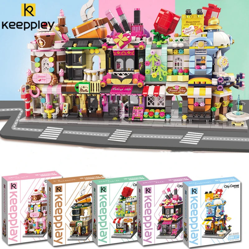 Keepple 빌딩 블록 다채로운 거리 장면 시리즈