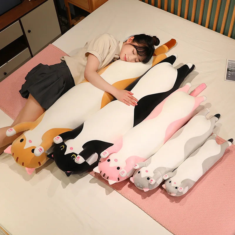 50-150cm 긴 고양이 플러시 장난감 베개 홈 장식