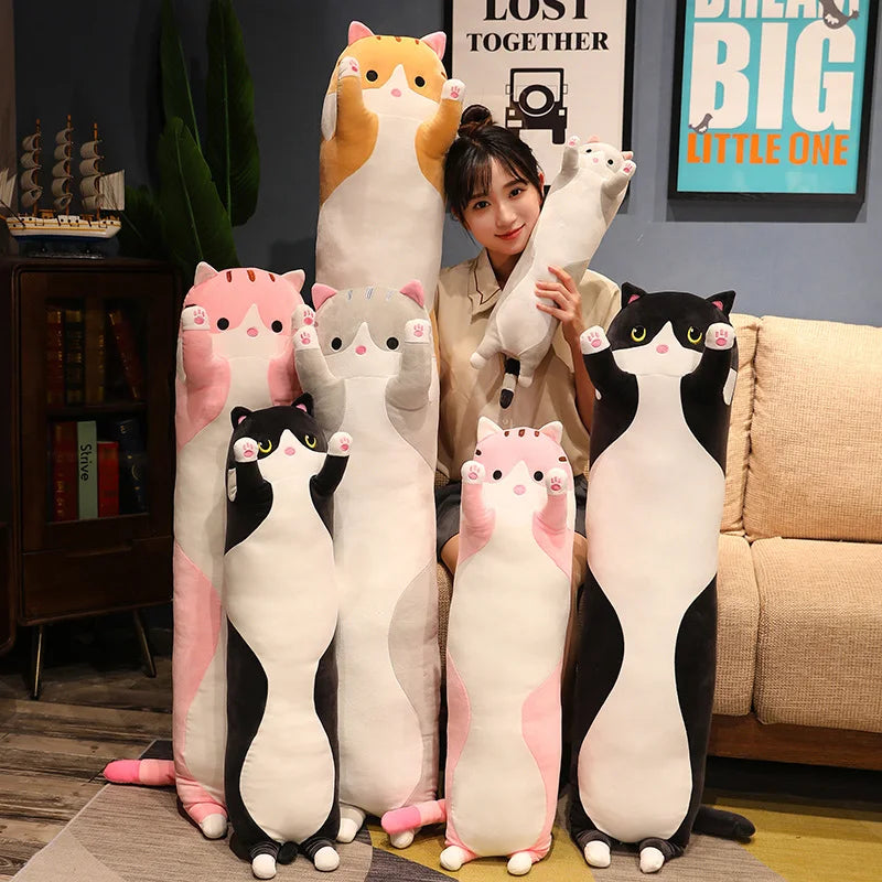 50-150cm 긴 고양이 플러시 장난감 베개 홈 장식
