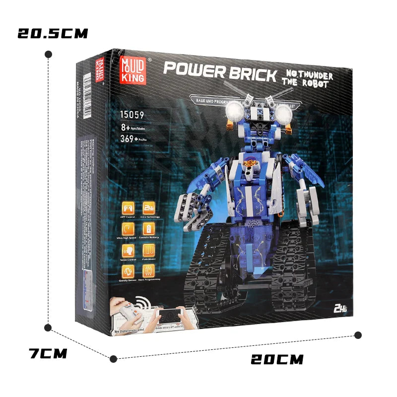 MOULD KING 15059 15078 ロボット玩具 APP&RC 電動ロボット LED パーツ付き