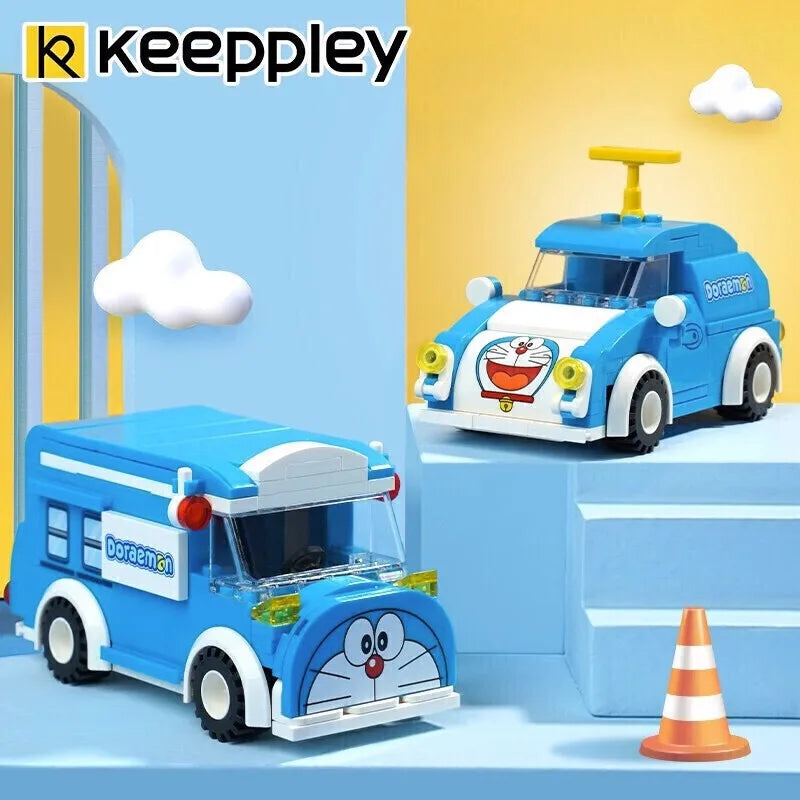 Keeppley 빌딩 블록 도라에몽 자동차 버스 모델 Kawaii splicing 어린이 장난감 생일 선물 장식품 애니메이션 주변 장치