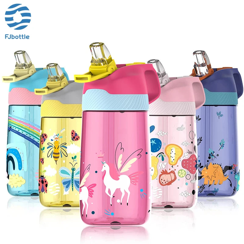 BPA FREE 트라이탄 원터치 플립캡 물병(밀짚 포함) 450ml