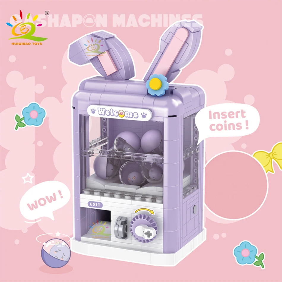 HUIQIBAO 소녀 DIY 여우/토끼 Gashapon 게임 기계 미니 빌딩 블록 세트 장식 모델 벽돌 장난감 어린이 성인