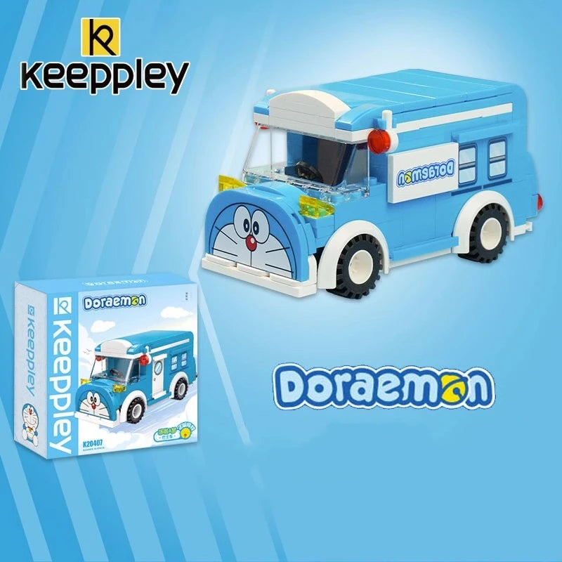 Keeppley 빌딩 블록 도라에몽 자동차 버스 모델 Kawaii splicing 어린이 장난감 생일 선물 장식품 애니메이션 주변 장치