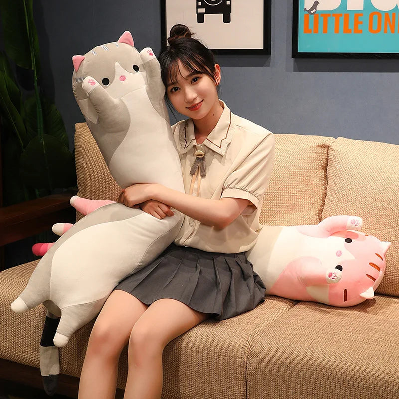 50-150cm 긴 고양이 플러시 장난감 베개 홈 장식