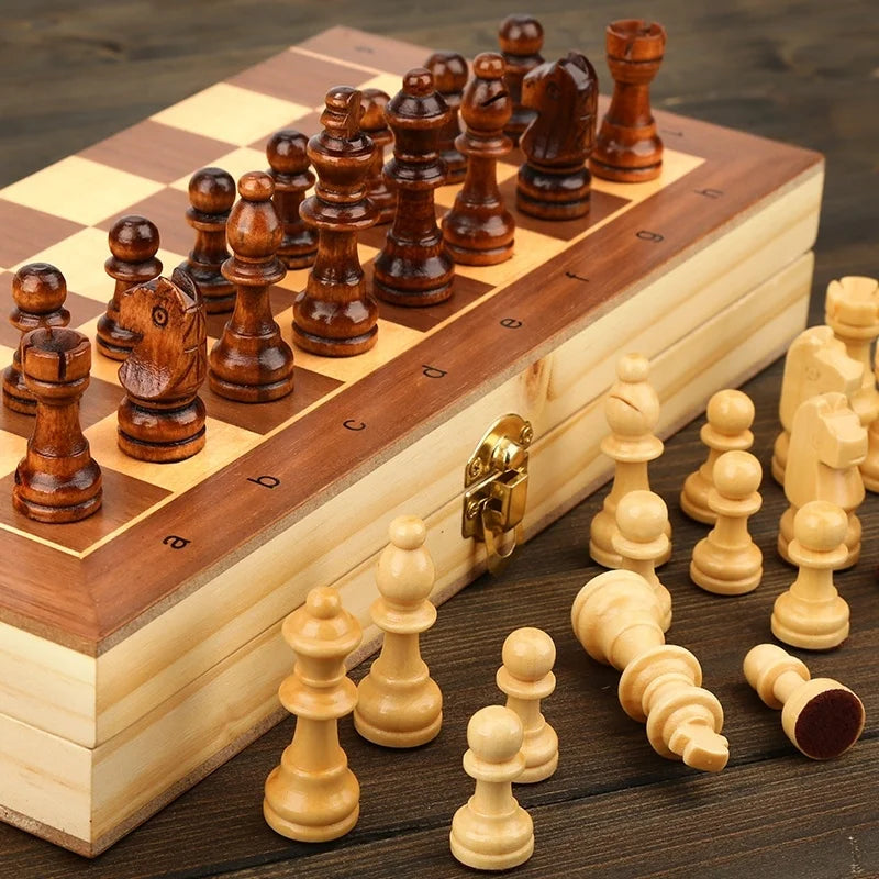 Large Magnetic Wooden Folding Chess Set Felted Game Board 39cm*39cm