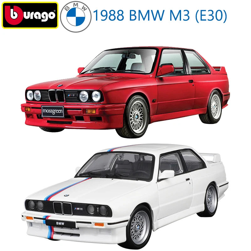 부라고 1998 BMW M3 (E30) 스포츠카 모델 1:24 스케일 합금