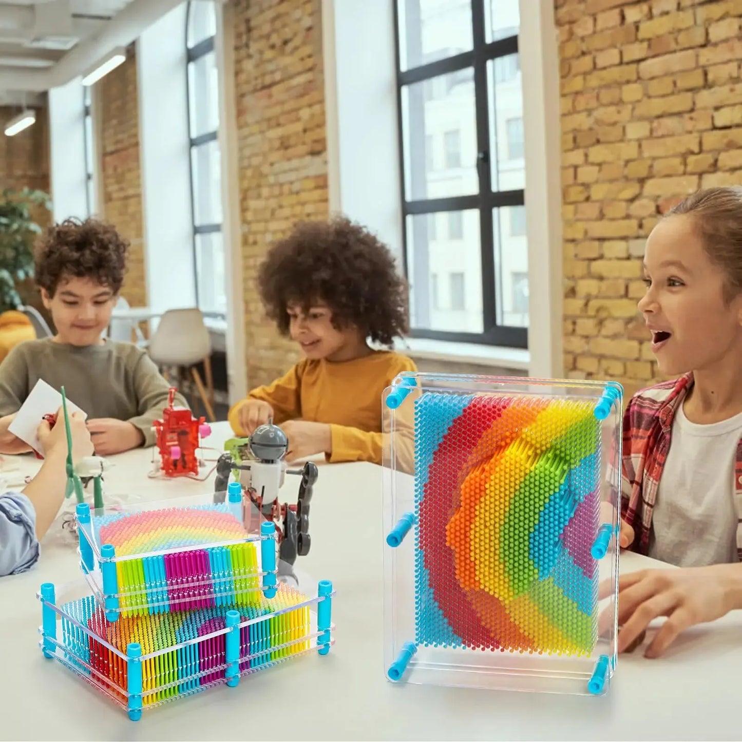 3Dピンアートおもちゃレインボープラスチックピンアートボード