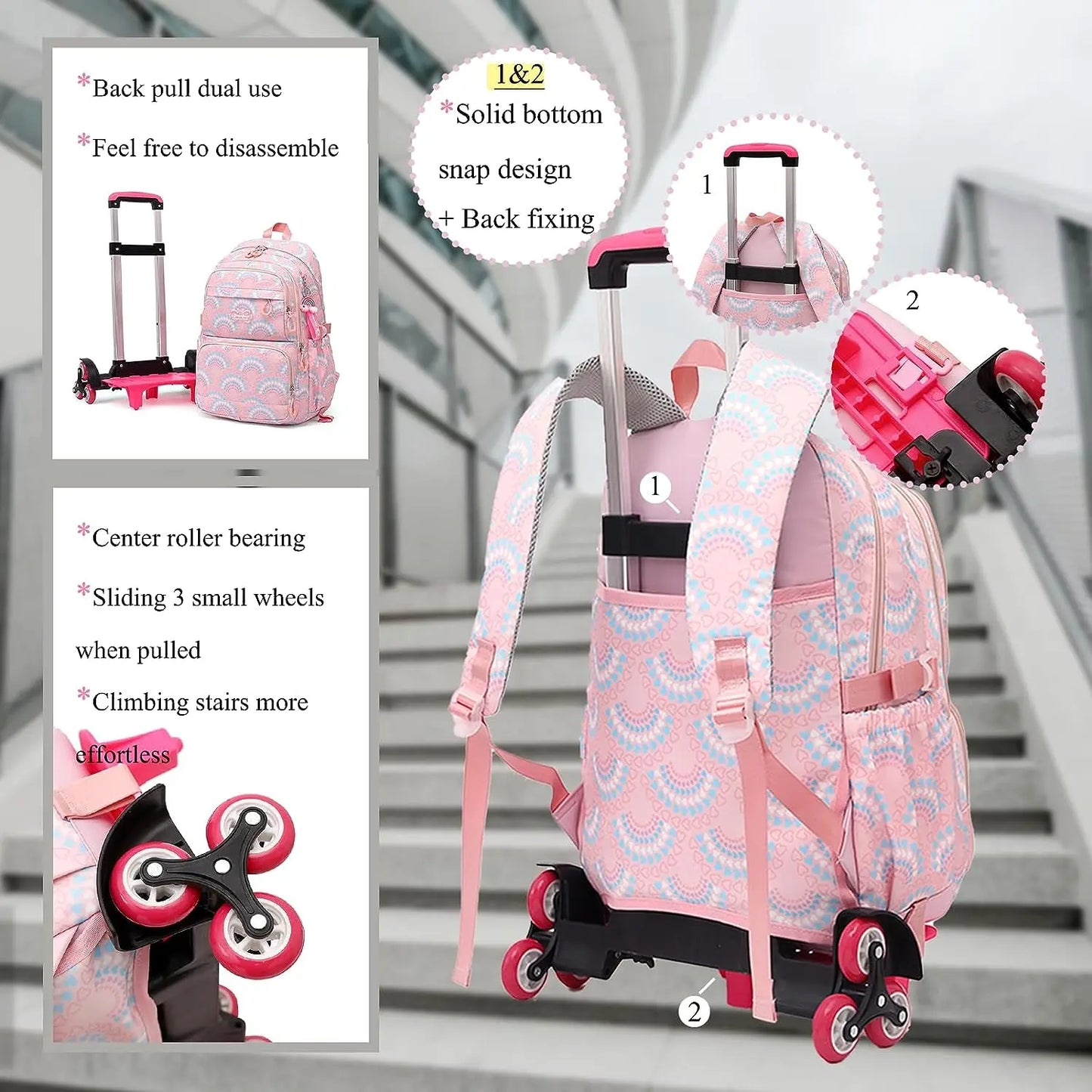 Waterproof School Backpacks with Wheels