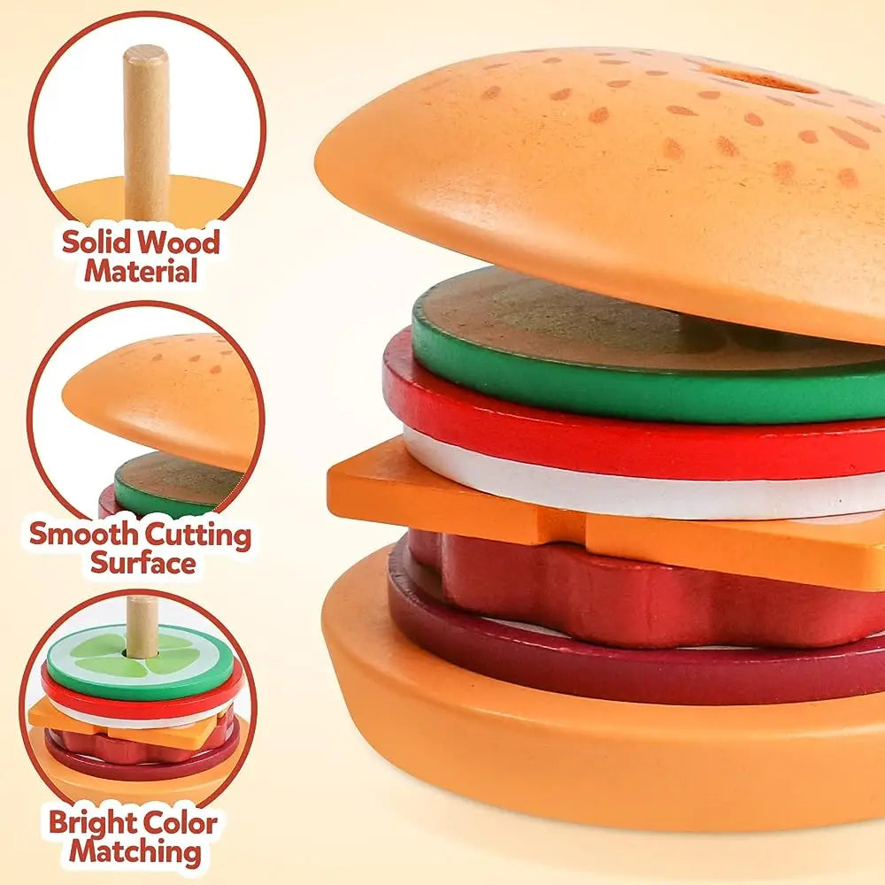 Wooden Burger Stacking Toys