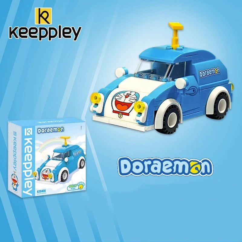 Keeppley 빌딩 블록 도라에몽 자동차 버스 모델 Kawaii splicing 어린이 장난감 생일 선물 장식품 애니메이션 주변 장치