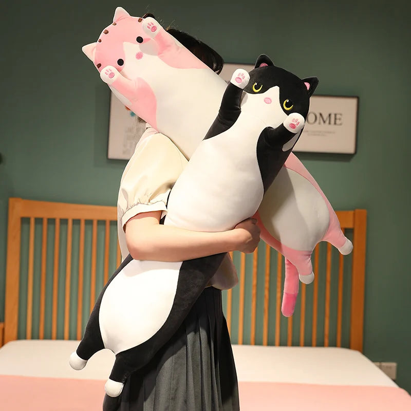 50-150cm 긴 고양이 플러시 장난감 베개 홈 장식