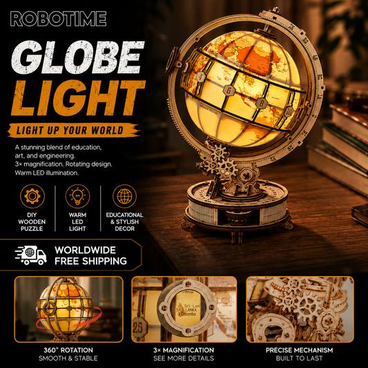 Robotime ROKR Luminous Globe 3D Wooden Puzzle ST003D (Electric Version)