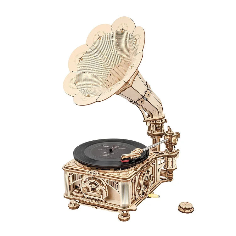 Robotime ROKR DIY Crank Classic Gramophone LKB01 (Hand Rotating)