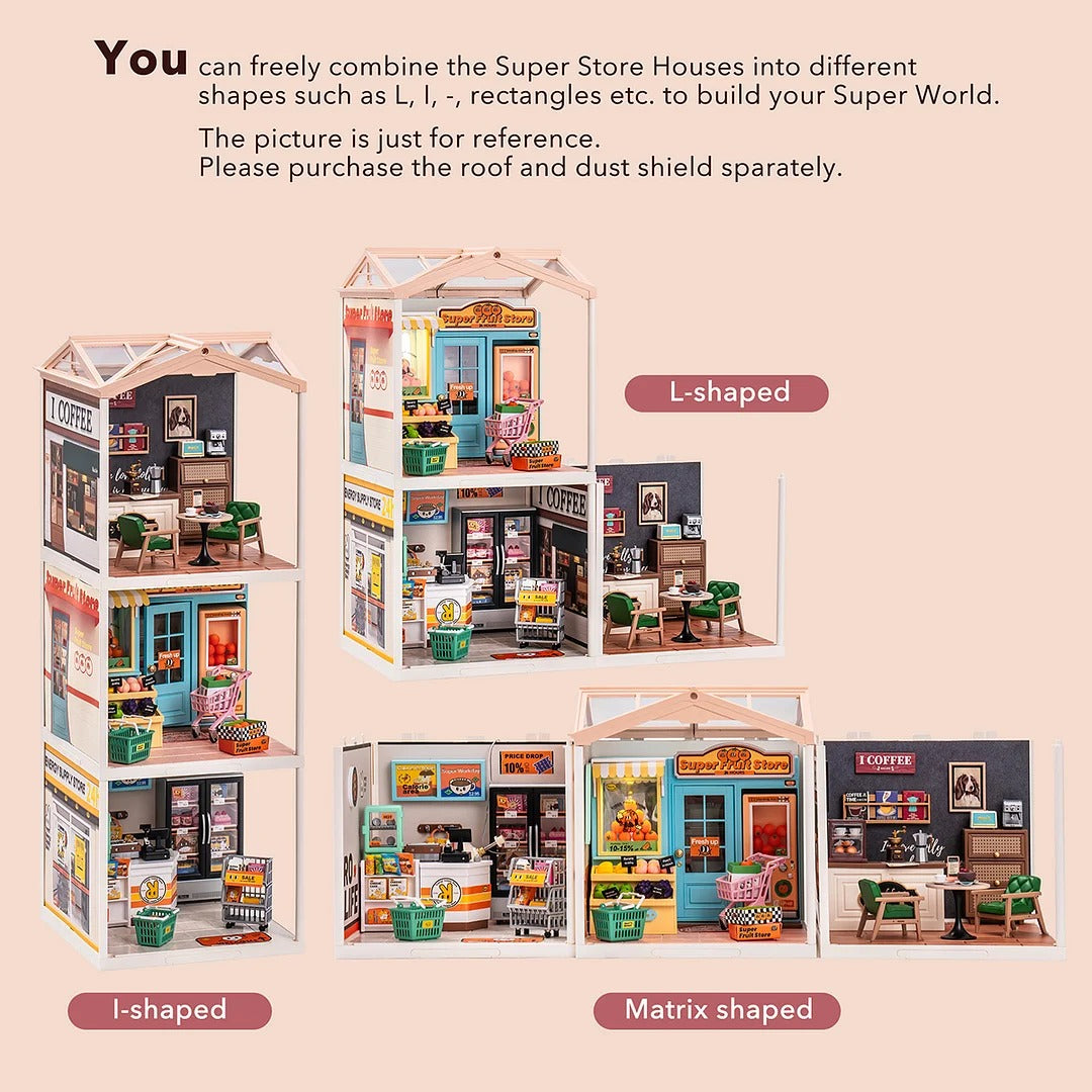 Robotime Rolife Super Creator Daily Inspiration Cafe Plastic DIY Miniature House Kit DW001