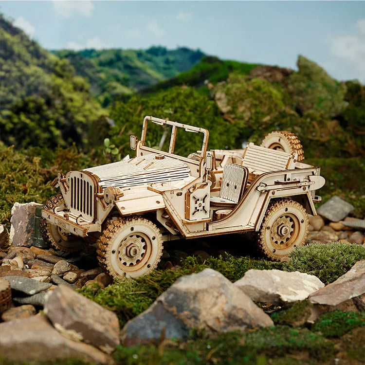 Robotime ROKR Army Jeep Scale Model 3D Wooden Puzzle MC701