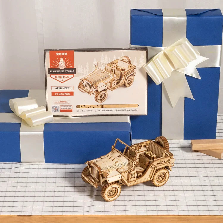 Robotime ROKR Army Jeep Scale Model 3D Wooden Puzzle MC701