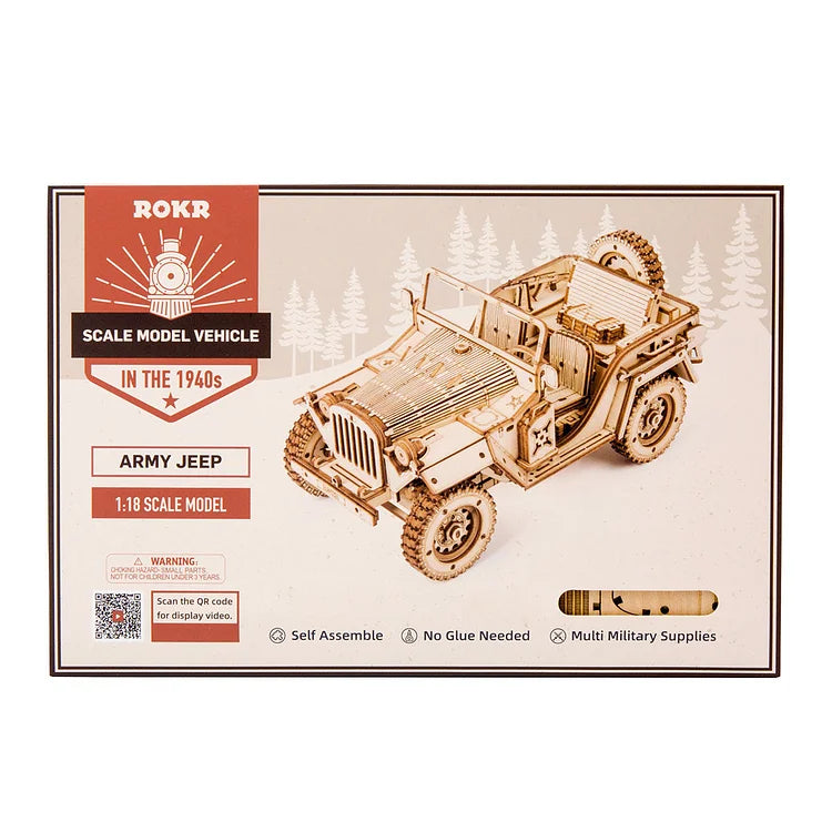 Robotime ROKR Army Jeep Scale Model 3D Wooden Puzzle MC701