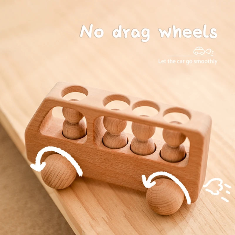 Baby Wooden Toys BPA Free Beech Bus