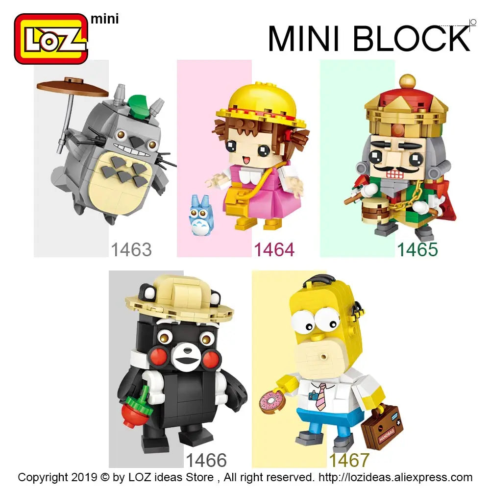 New LOZ Mini Blocks Heads Japan Anime Nutcracker King Bear Cartoon Cute Animal Snoring Soldiers Building Blocks Toys Children