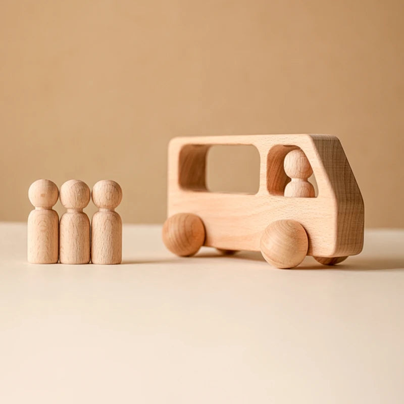 Baby Wooden Toys BPA Free Beech Bus