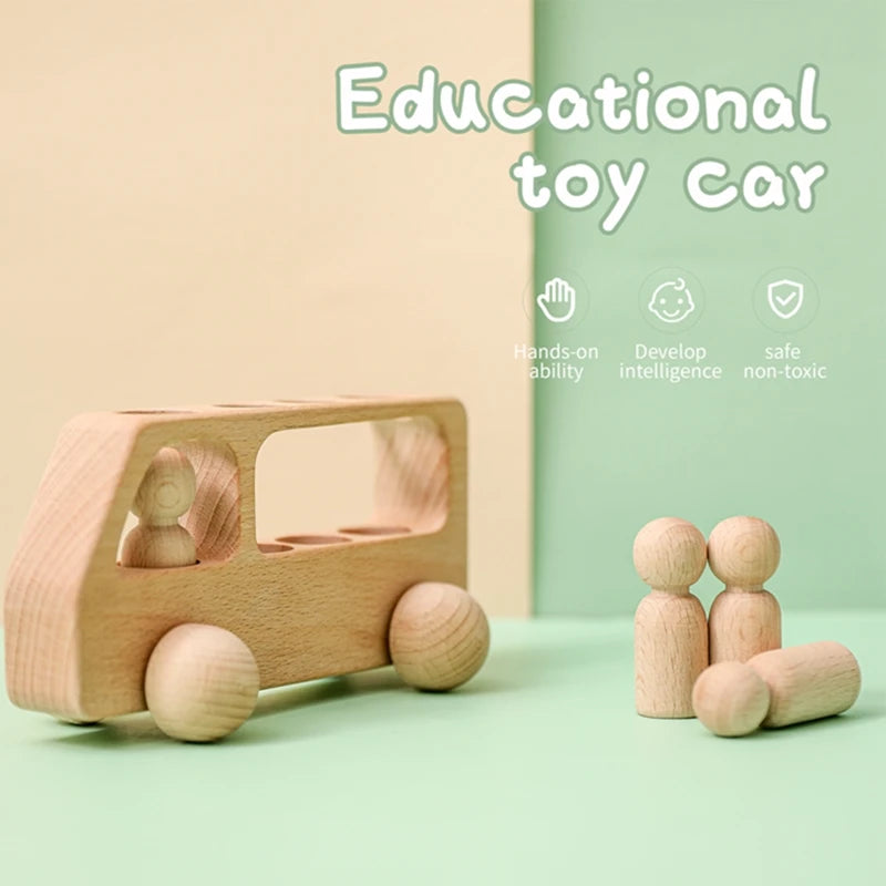 Baby Wooden Toys BPA Free Beech Bus