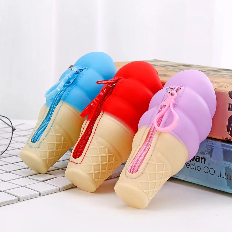 Cute Wallet Kawaii Ice Cream Candy Color Silicone Coin Purse Jelly Coin Purse Key Wallet Earphone Organizer Storage Box Pocket