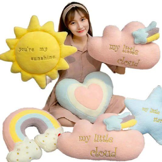 Rainbow Cloud Sun Star Pillow