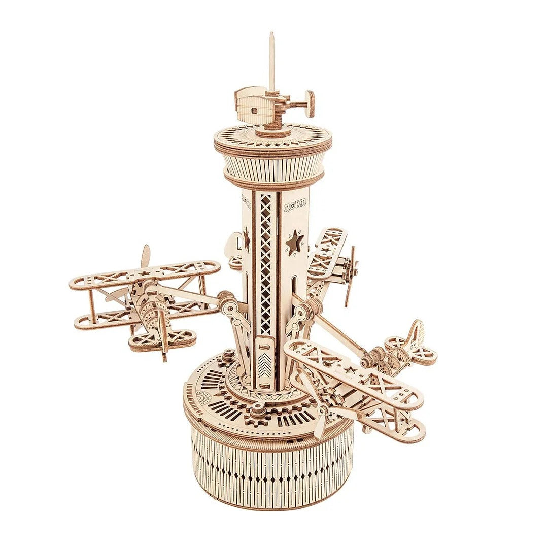 Robotime ROKR Airplane Control Tower Mechanical Music Box AMK41