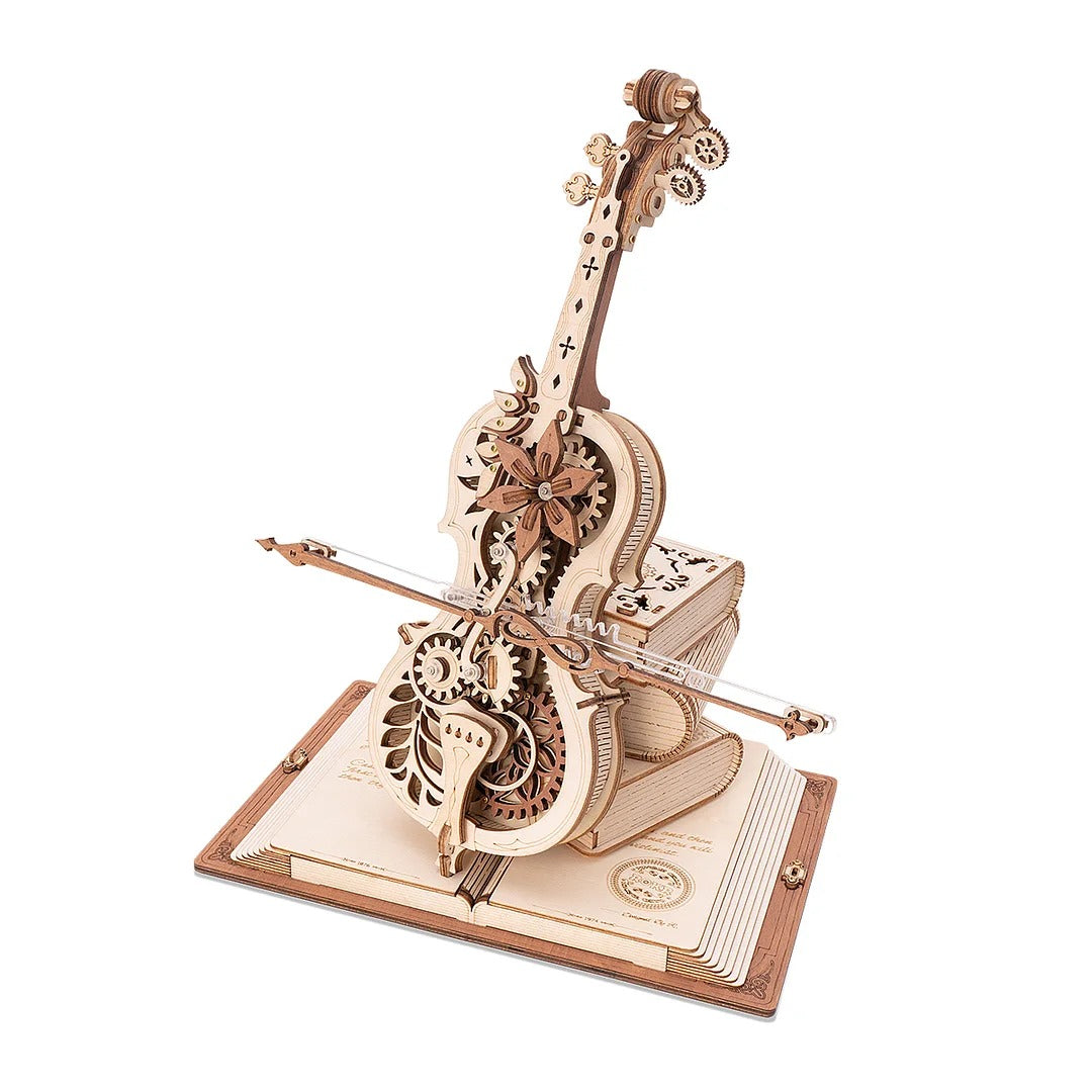 Robotime ROKR Magic Cello Mechanical Music Box 3D Wooden Puzzle AMK63